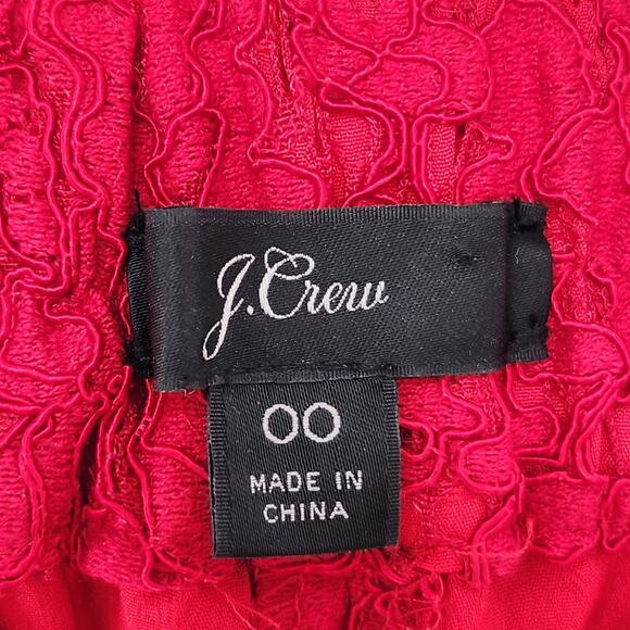 J. Crew Red Lace Floral Easy Skinny Pull On Ankle Pants Women's 00 - Picture 2 of 11